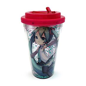 Shatterproof Double Walled Cup with Lid and Straw - Hatsune Miku