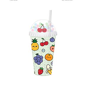 Double Walled Cup with Lid, Straw & Charms - Foodiemals Fruit