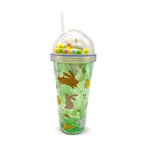 Double Walled Cup with Lid, Straw & Charms - Springtime