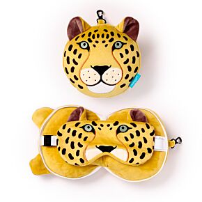 Relaxeazzz Travel Pillow & Eye Mask - Leopard