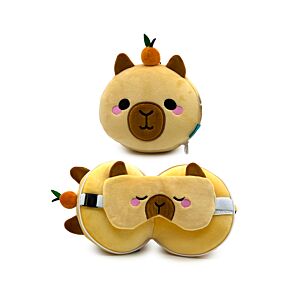 Relaxeazzz Travel Pillow & Eye Mask - Duke the Capybara