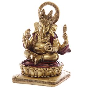 Decorative Gold and Red 14cm Ganesh Statue