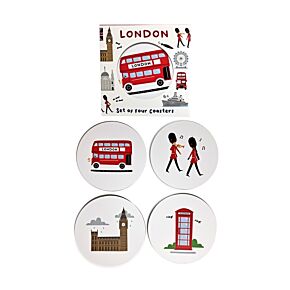 Set of 4 Cork Novelty Coasters - London Souvenir