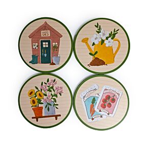 Set of 4 Cork Novelty Coasters - In the Garden Set of 4 Cork Novelty Coasters - In the Garden