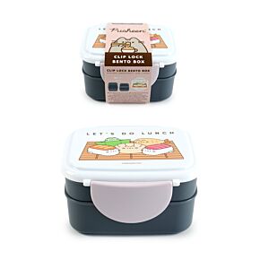 Pusheen the Cat Sushi Club Clip Lock Stacked Bento Lunch Box with Cutlery