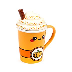 Ceramic Lidded Mug - Hazel the Pumpkin Spiced Latte Foodiemals