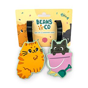 PVC Luggage Tag Set of 2 - Beans & Co Cats