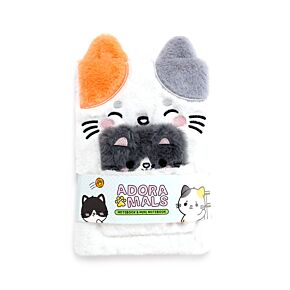 Plush A5 Notebook with Pouch & Mini Notebook - Adoramals Lola the Cat