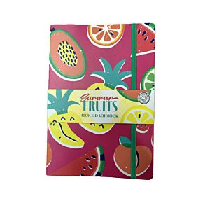 Recycled Paper A5 Lined Notebook with Elastic - Summer Fruits