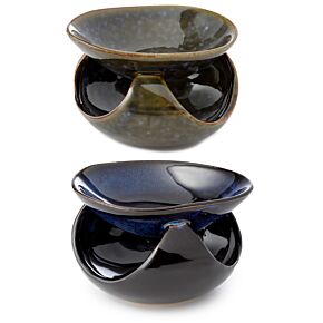 Abstract Design Squat Mottled Glaze Ceramic Oil Burner