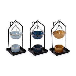 Hanging Porcelain Oil Burner - Eden House Shaped Stand