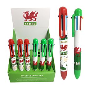 Multi Colour Pen (6 Colours) - Welsh Dragon