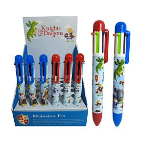Multi Colour Pen (6 Colours) - Knights & Dragons