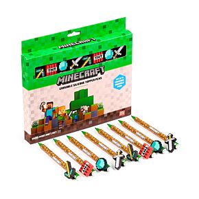 Set of 8 Erasable Pens with PVC Topper - Minecraft