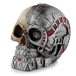 Fantasy Steampunk Skull Ornament - Half Robot Head