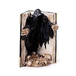 Resin Tea Light Holder - The Reaper of Death Book of Skulls