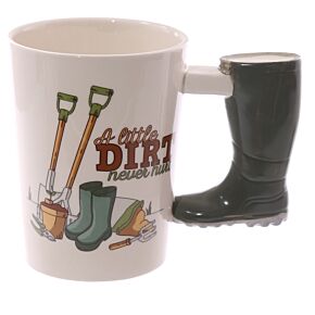 Shaped Handle Ceramic Mug - Garden Wellington