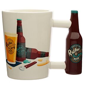 Shaped Handle Ceramic Mug - I'd Rather Be Drinking Beer