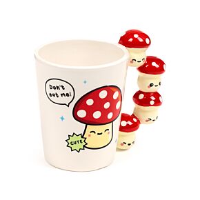 Shaped Handle Ceramic Mug - Cute Mushroom/Toadstool