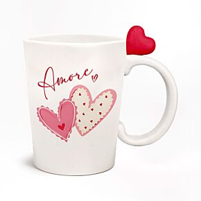 Shaped Handle Ceramic Mug - Amore Heart