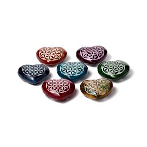 Carved Soapstone Ashcatcher Incense Burner - Chakra Heart Shaped Flower of Life