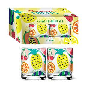 Glass Tumbler Set of 2 350ml - Summer Fruits