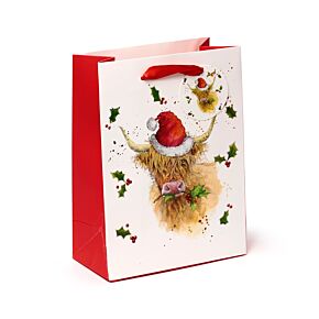 Christmas Gift Bag (Medium) - Jan Pashley Highland Coo 