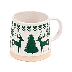 Stoneware Mug - Green Reindeer