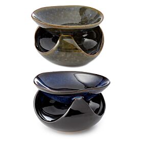 Abstract Design Squat Mottled Glaze Ceramic Oil Burner