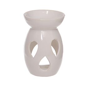 Simple Tear Drop Cut-Out White Ceramic Oil and Wax Burner