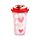 Shatterproof Double Walled Cup with Lid and Straw - Amore Hearts