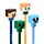 Set of 4 Erasable Pens with Silicone Topper - Minecraft Chibi Style