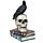 Crow Standing on Skull and Books Ornament