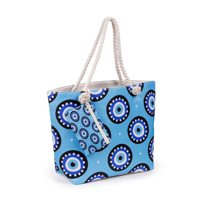 Beach Bag & Pouch Set - Round Evil Eye