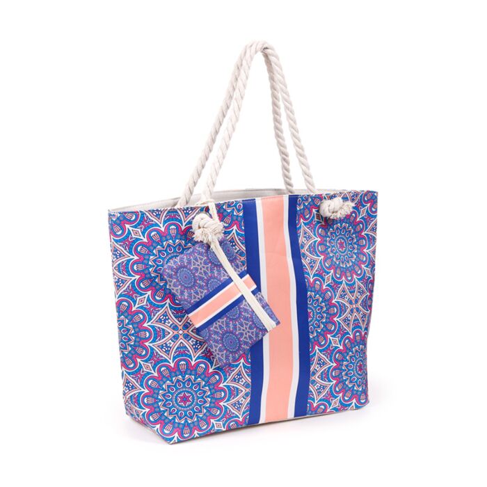 Beach Bag & Pouch Set - Blue Mandala