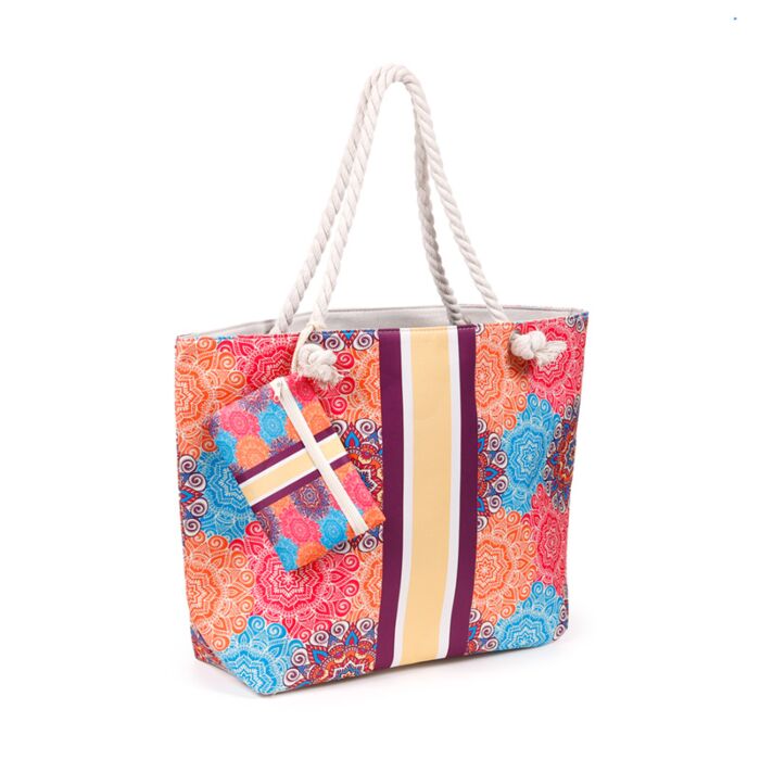 Beach Bag & Pouch Set - Multi Coloured Mandala