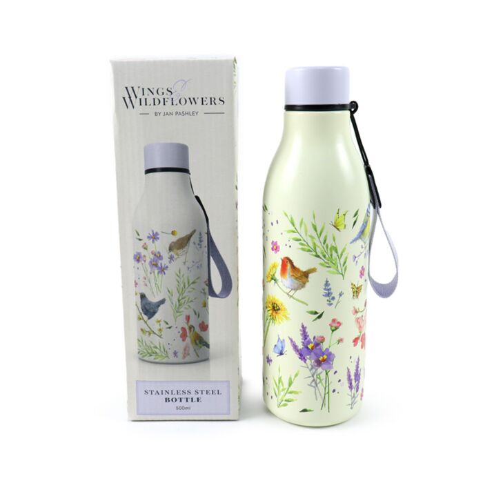 Reusable Insulated Drinks Bottle 500ml - Jan Pashley Wings & Wildflowers