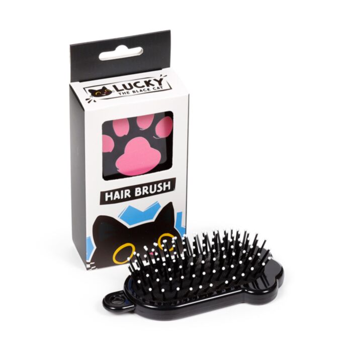 Shaped Hair Brush - Lucky the Black Cat Paw