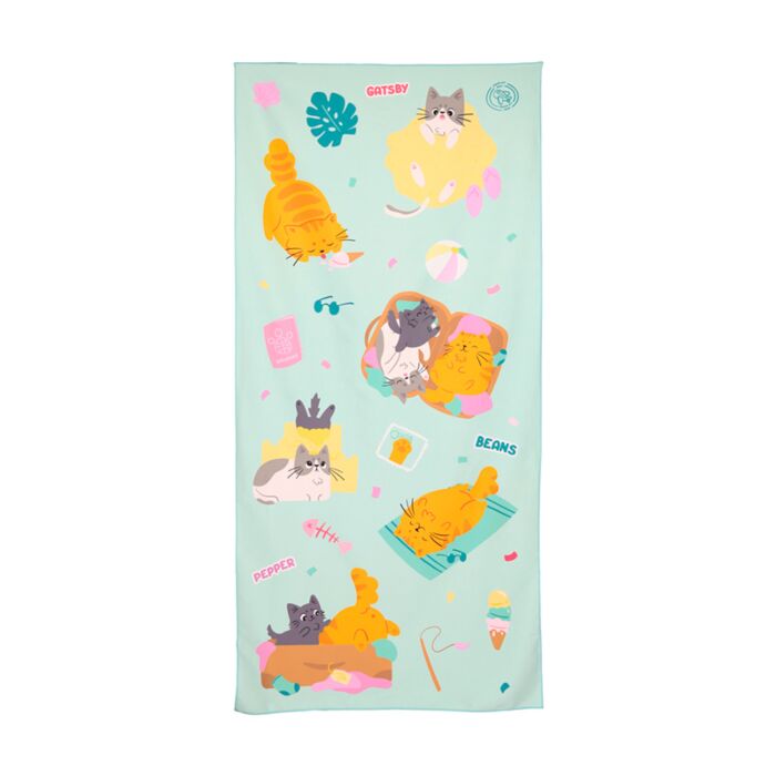 Microfibre Beach Towel - Beans & Co Cats