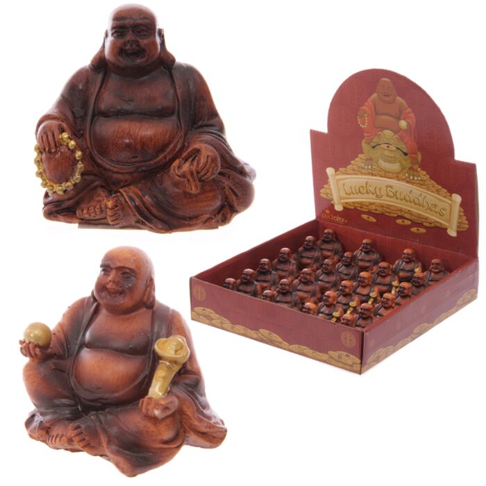 Mini Collectable - Wood Effect Lucky Buddha