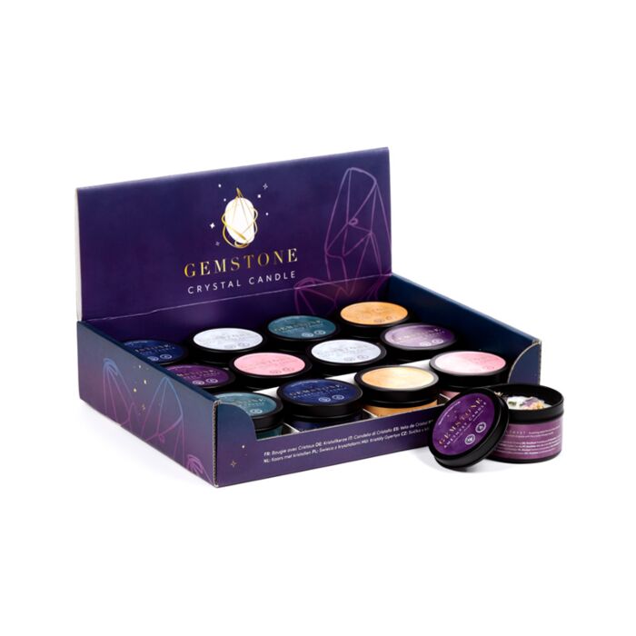 Wax Candle Tin - Crystal Gemstone & Dried Flowers