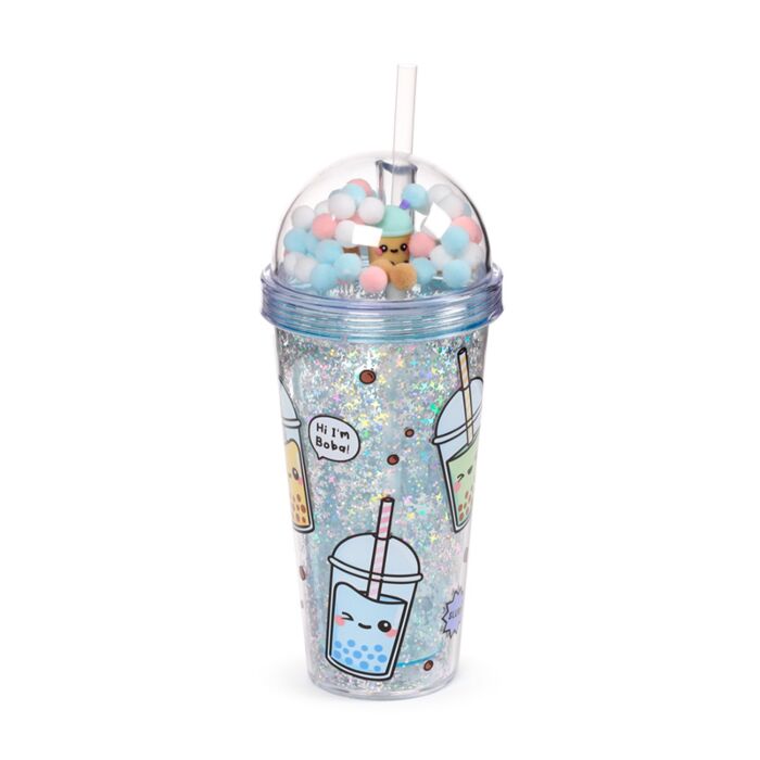Double Walled Cup with Lid, Straw & Charms - Foodiemals Bubble Tea
