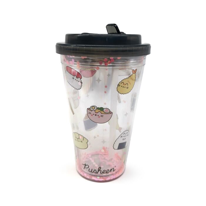 Shatterproof Double Walled Cup with Lid and Straw - Pusheen the Cat Sushi Club