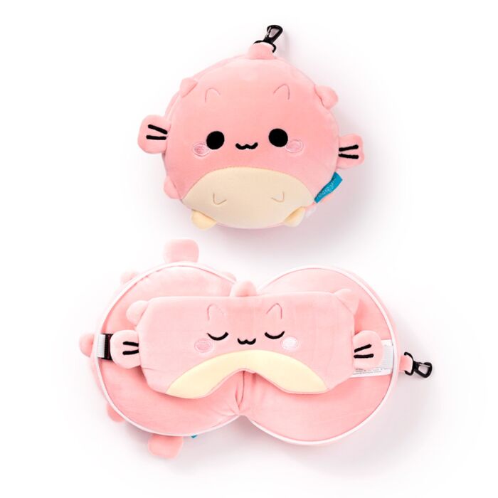 Relaxeazzz Travel Pillow & Eye Mask - Puff the Puffer Fish