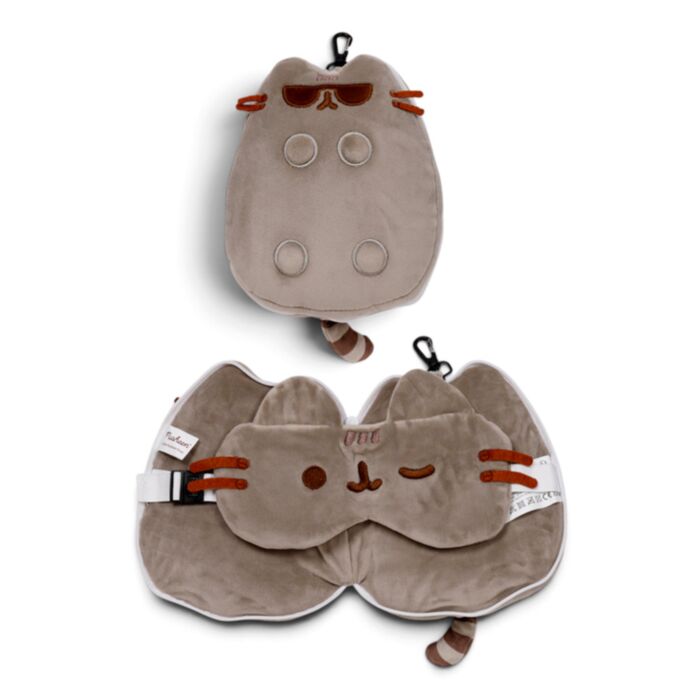 Relaxeazzz Shaped Travel Pillow & Eye Mask - Pusheen the Cat with Sunglasses