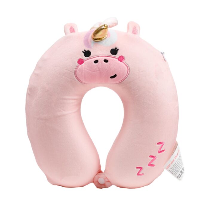 Relaxeazzz Plush Kids Memory Foam Travel Pillow - Adoracorns Bella the Unicorn