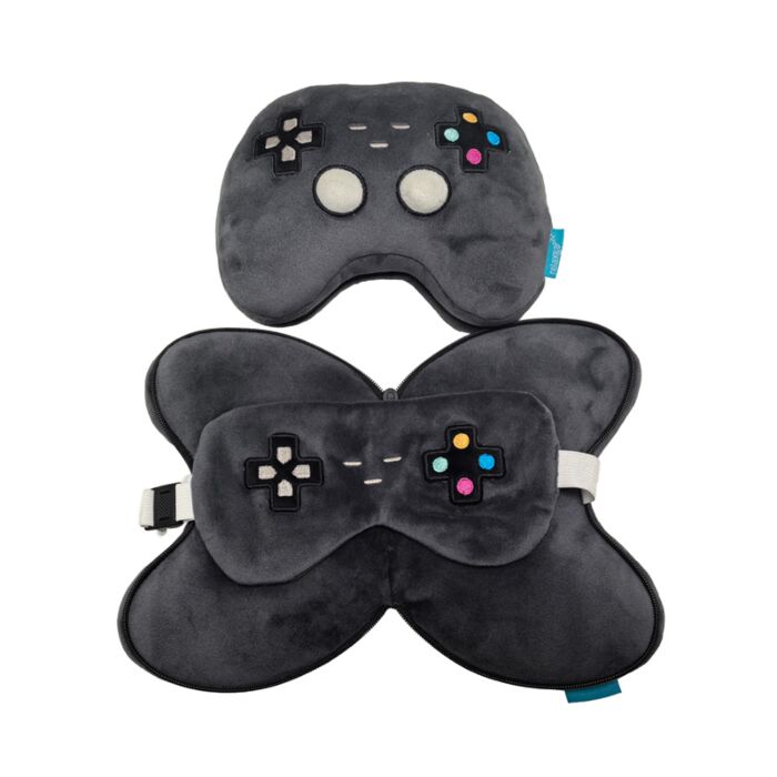 Relaxeazzz Shaped Travel Pillow & Eye Mask - Game Over Game Controller
