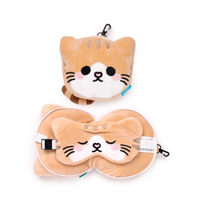 Relaxeazzz Travel Pillow & Eye Mask - Adoramals Scottish Fold Cat