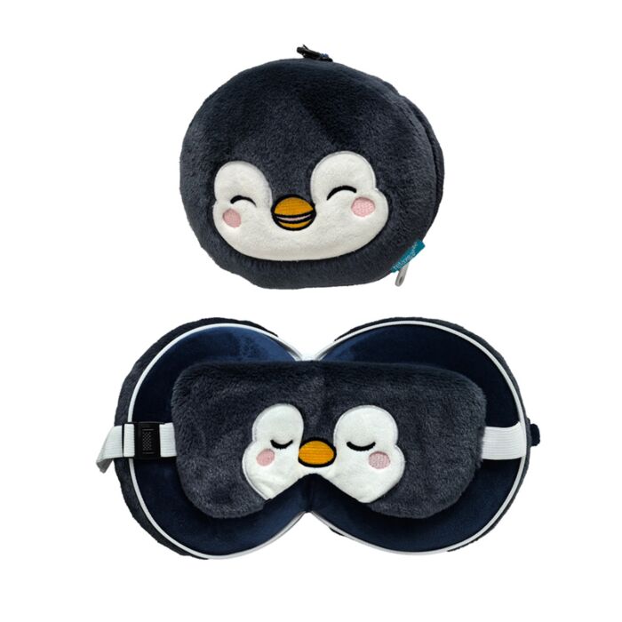 Relaxeazzz Travel Pillow & Eye Mask - Adoramals Nico the Penguin