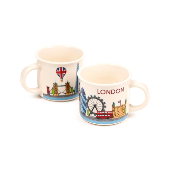 Set of 2 Porcelain Espresso Cups - London Icons London Skyline